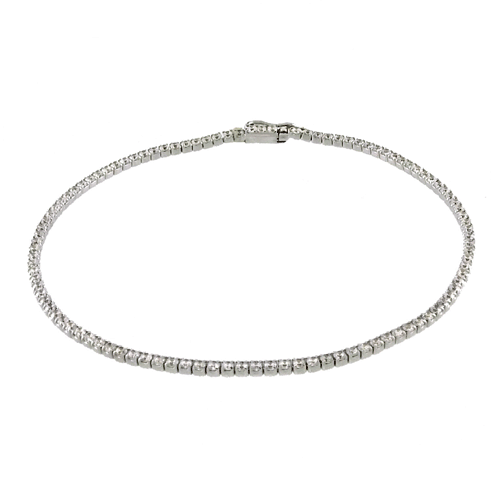 Sterling Silver Round Cz Tennis Bracelet with Bracelet Dimension of 2MMx190.5MM