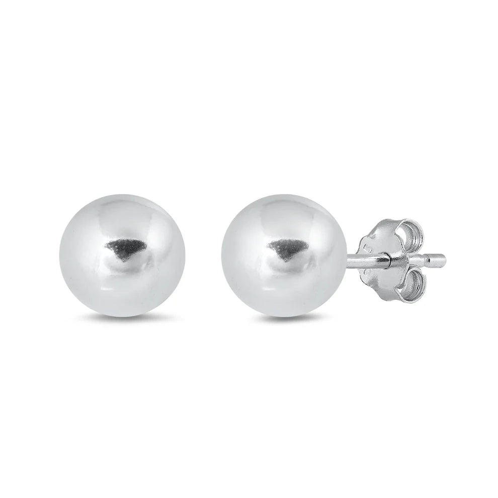 Sterling Silver Ball Earrings with Friction Post/Tension Back
