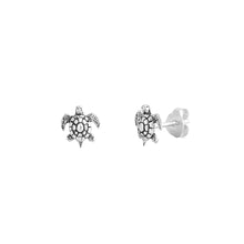 Load image into Gallery viewer, Sterling Silver Small Turtle Stud Earrings, Earrings Height 6mm