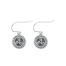 Load image into Gallery viewer, Sterling Silver Oxidized Triskelion Earrings Face Height-13.6mm
