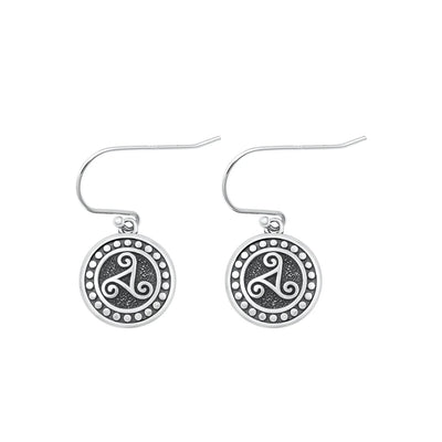Sterling Silver Oxidized Triskelion Earrings Face Height-13.6mm