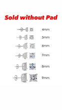 Load image into Gallery viewer, Sterling Silver Rhodium Plated Square Basket Clear CZ Stud Earring(Sold without Pad)