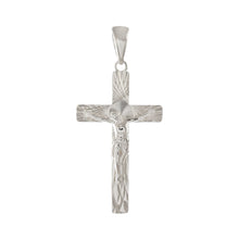 Load image into Gallery viewer, Sterling Silver Crucifix Diamond Cut Cross Pendant, Width 22.5mm, Height 44mm