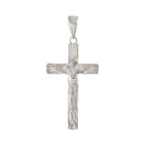 Sterling Silver Crucifix Diamond Cut Cross Pendant, Width 22.5mm, Height 44mm