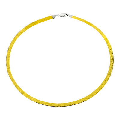 Italian Sterling Silver 6mm Reversible Omega Hammered Necklace