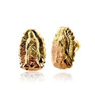 OroTrue 14K Tricolor Gold Virgin Mary Screw Back Stud Earring