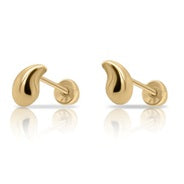 OroTrue 14K Yellow Gold Tear Drop Screw Back Stud Earring