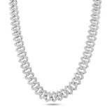 Sterling Silver Rhodium Plated CZ Encrusted Miami Cuban Link Chain, Length 20