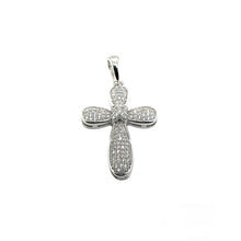 Load image into Gallery viewer, Sterling Silver Rhodium Plated CZ Cross Hip Hop Pendant