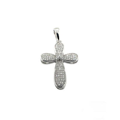 Sterling Silver Rhodium Plated CZ Cross Hip Hop Pendant