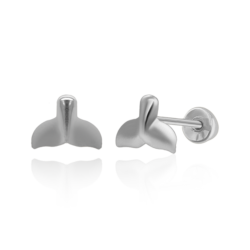 SilaDore Sterling Silver Rhodium Plated Whale Tail Screw Back Earring