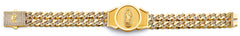14K Two Tone Gold 2Line CZ Cuban Guadalupe ID Bracelet