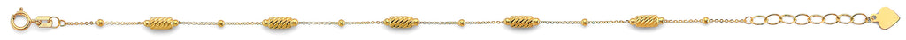 14K Yellow Gold DC Long Bead Bracelet