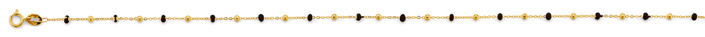 14K Yellow Gold Bead Black Enamel Bracelet And Anklet