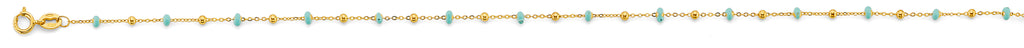 14K Yellow Gold Turquoise Col Enamel Bead Bracelet And Anklet