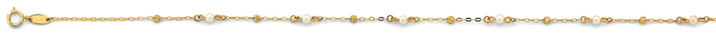 14K Yellow Gold Pearl And DC Bead Bracelet And Anklet