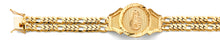 Load image into Gallery viewer, 14K Yellow Gold 2Line Figaro Guadalupe Frame ID Bracelet