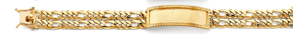 14K Yellow Gold 2Line Figaro Frame ID Bracelet