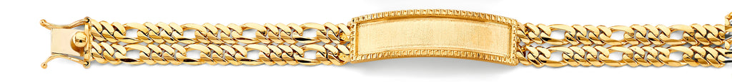 14K Yellow Gold Figaro Frame ID 2Line Bracelet