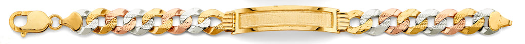 14K Tri Color Gold Nugget Cuban Frame ID Bracelet