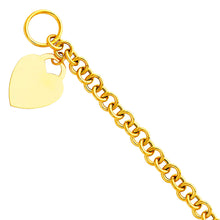 Load image into Gallery viewer, 14K Yellow Gold Heart Pendant Light Hollow Bracelet