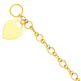 14K Yellow Gold Rings Light Hollow Bracelet With Heart Pendant