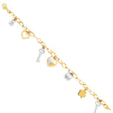 14K Two Tone Gold Light Fancy Hollow Bracelet