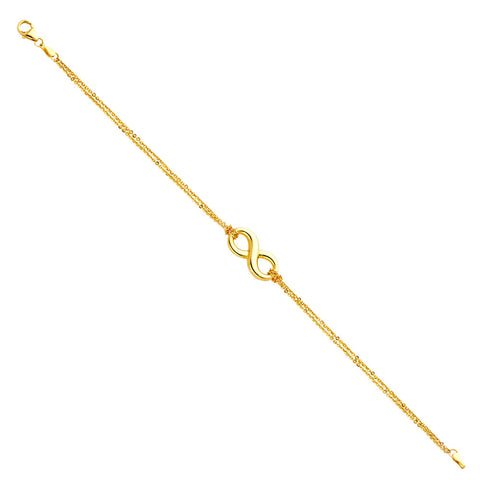 14K Yellow Gold Infinity Hollow Bracelet