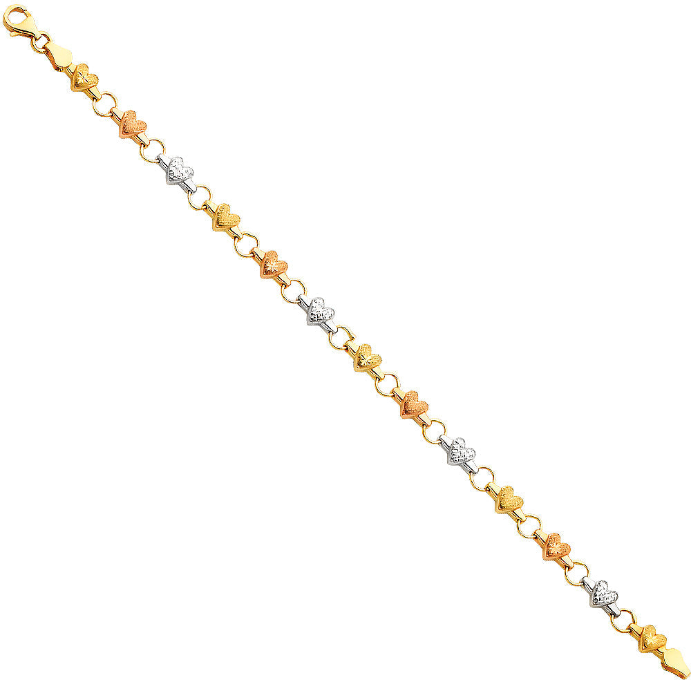 14K Tri Color Gold Light Enamel Bracelet For Kid