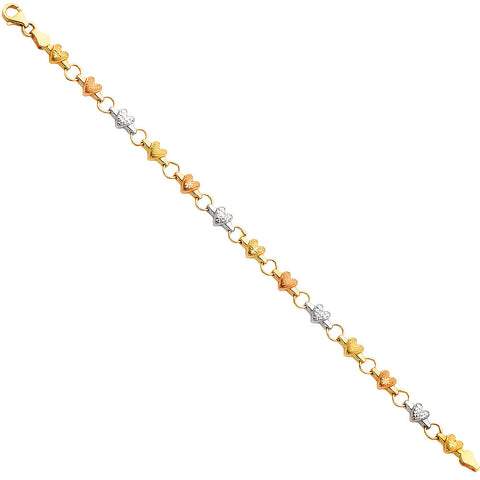 14K Tri Color Gold Light Enamel Bracelet For Kid