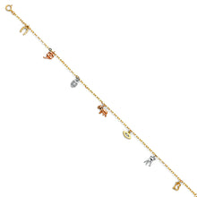 Load image into Gallery viewer, 14K Tri Color Gold Lucky Bracelet And Anklet