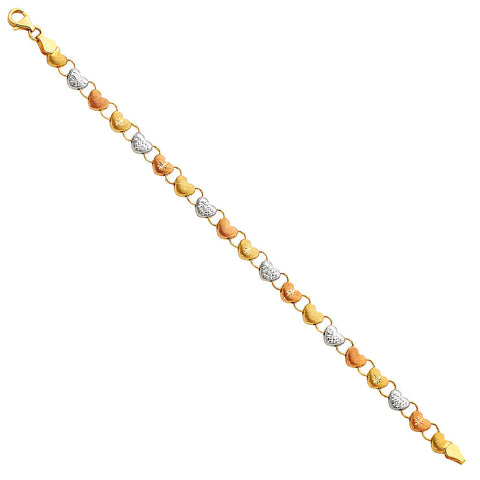 14K Tri Color Gold Light Stampato Bracelet