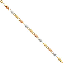 Load image into Gallery viewer, 14K Tri Color Gold Heart Light Stampato Bracelet