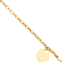 Load image into Gallery viewer, 14K Yellow Gold Heart Pendant Hollow Bracelet