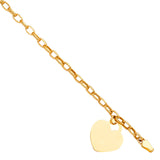 14K Yellow Gold Heart Pendant Hollow Bracelet