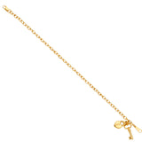 14K Yellow Gold Heart And Key Pendant Hollow Bracelet