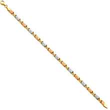 Load image into Gallery viewer, 14K Tri Color Gold X Light Stampato Bracelet