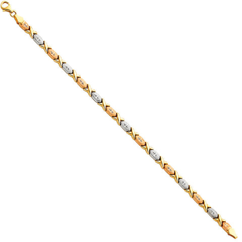 14K Tri Color Gold X Light Stampato Bracelet