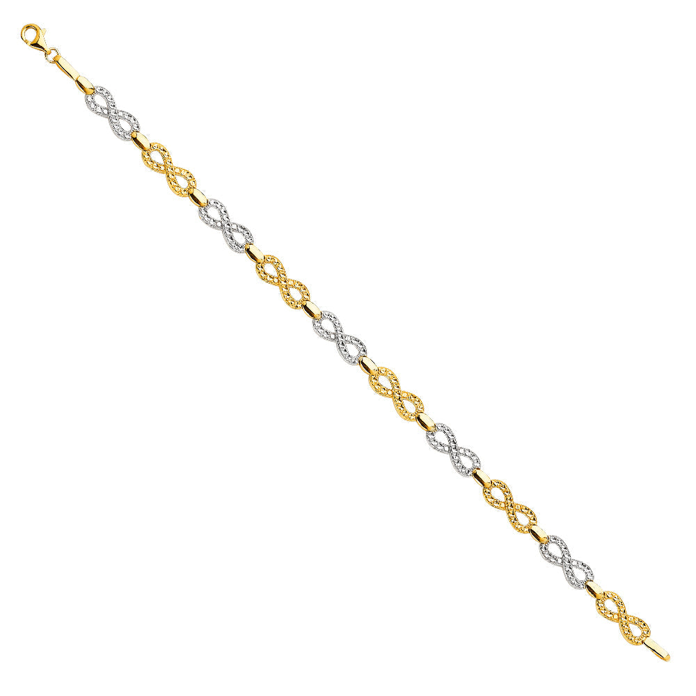 14K Two Tone Gold Infinity Crystal DC Bracelet