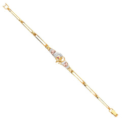 14K Tri Color Gold Dolphine CZ Bracelet