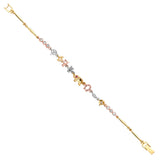 14K Tri Color Gold Lucky CZ Bracelet