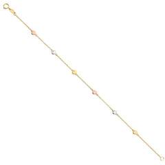 14K Tri Color Gold Bracelet With Heart