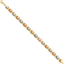 Load image into Gallery viewer, 14K Tri Color Gold X Diamond Light Stampato Bracelet