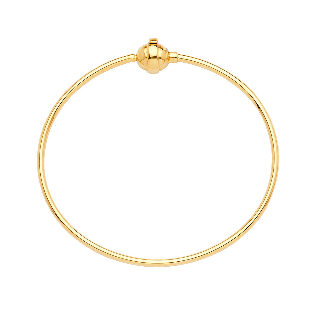 14K Yellow Gold Hollow Bangle Charm For Mix And Match