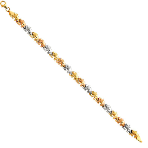 14K Tri Color Gold Animal Light Stampato Bracelet