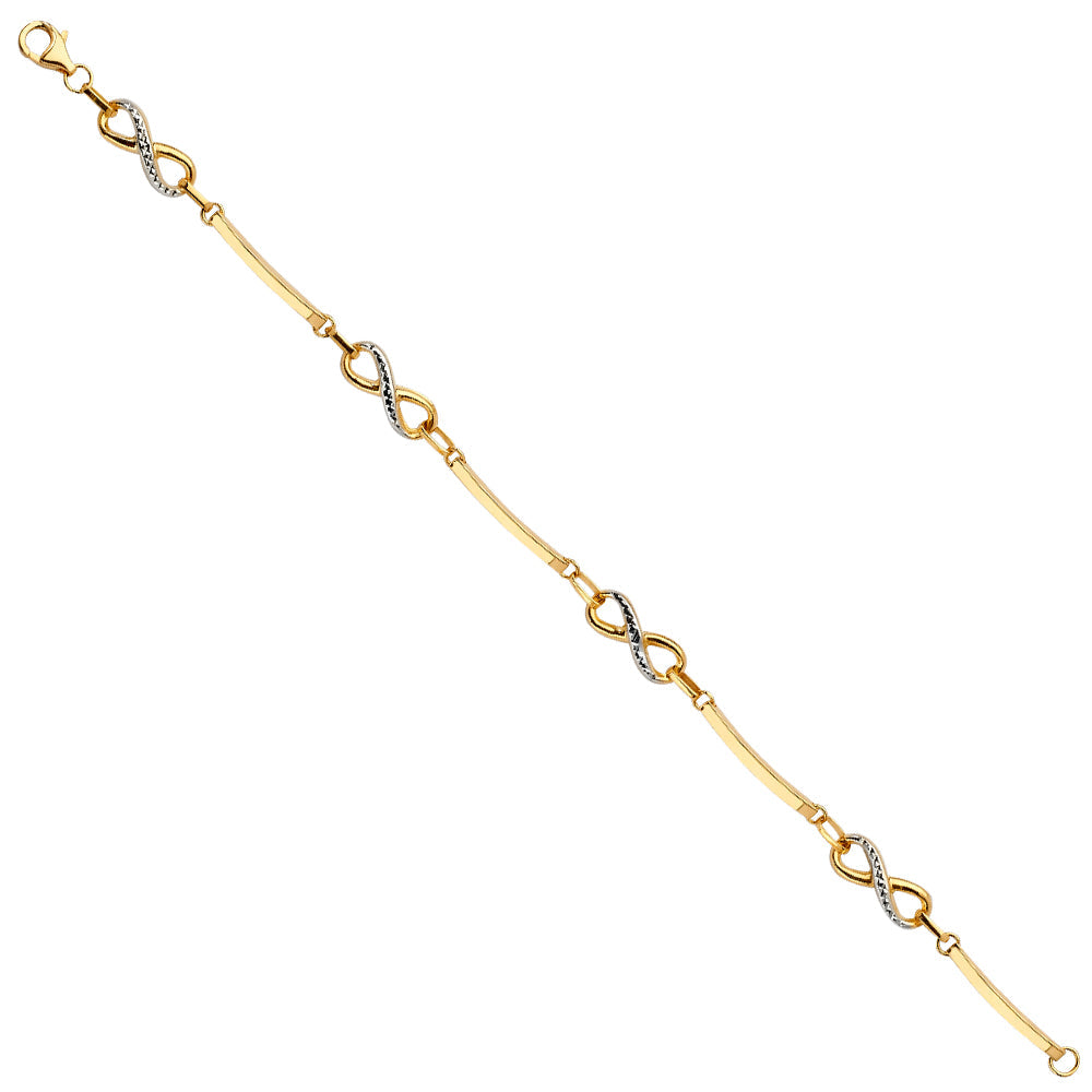 14K Two Tone Gold Infinity Fancy Bracelet