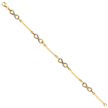 Load image into Gallery viewer, 14K Two Tone Gold Infinity Fancy Bracelet