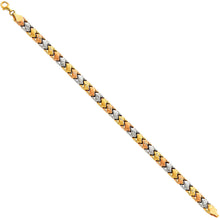 Load image into Gallery viewer, 14K Tri Color Gold Bars Light Stampato Bracelet