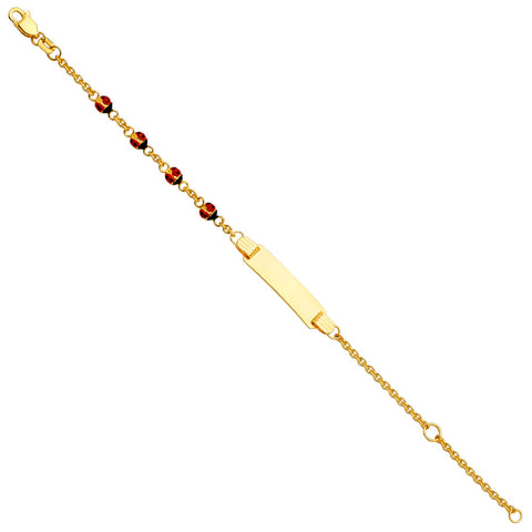 14K Yellow Gold Baby ID Bracelet With Lady Bug