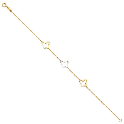 14K Tri Color Gold Butterfly Light Bracelet